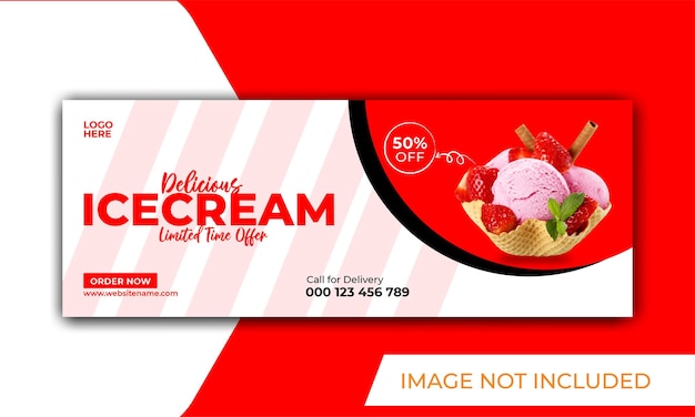 Ice cream promotion and social media facebook cover banner