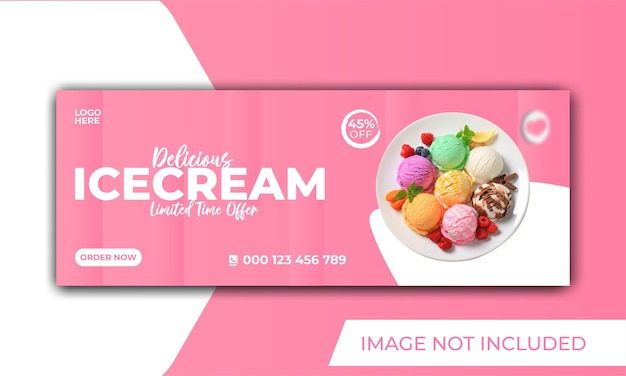 Ice cream promotion and social media facebook cover banner