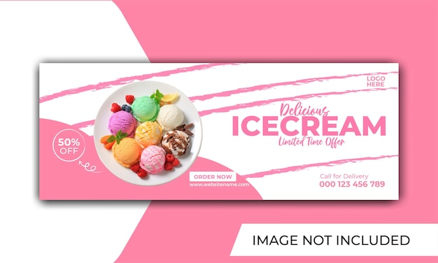 Ice cream promotion and social media facebook cover banner