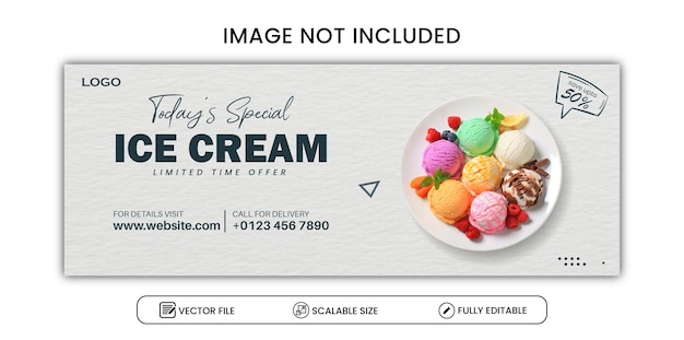 Ice Cream promotion and social media Facebook cover banner