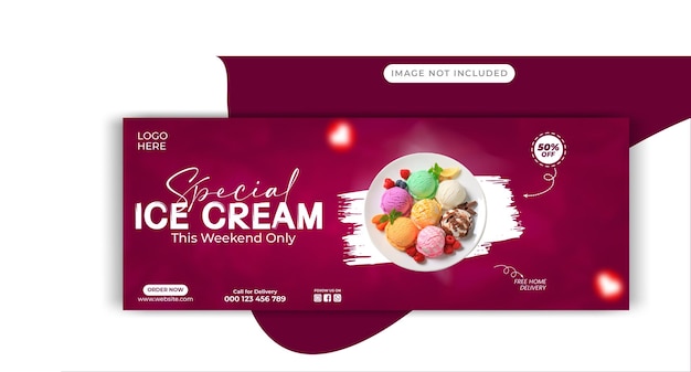 Vector ice cream promotion and social media facebook cover banner