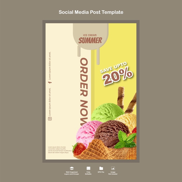 ice cream promotion social media post template