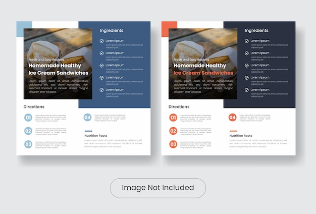 Ice cream recipes instagram template banner post set
