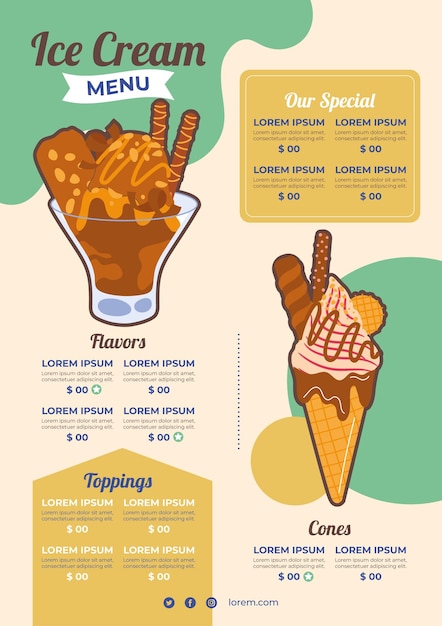 Ice cream restaurant menu template