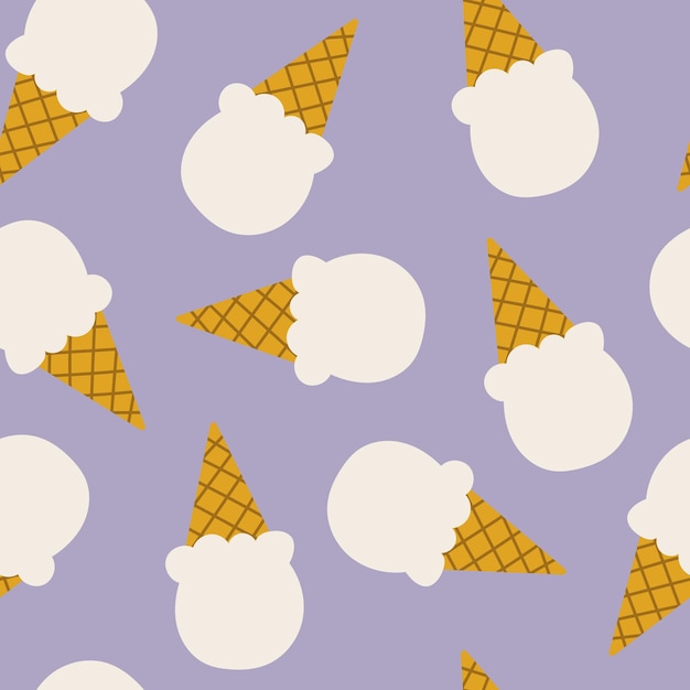 Ice cream  seamless pattern in cartoon flat style