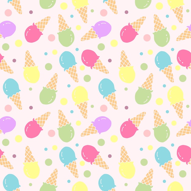 Ice cream seamless pattern illustration vector