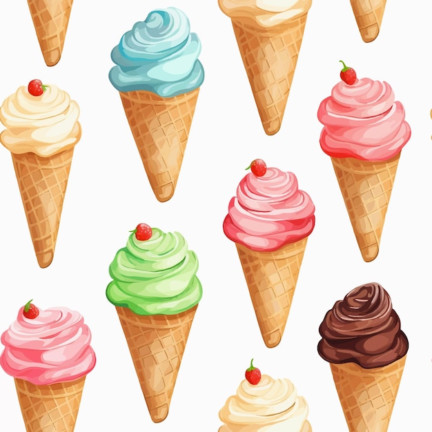 Ice cream seamless pattern vector