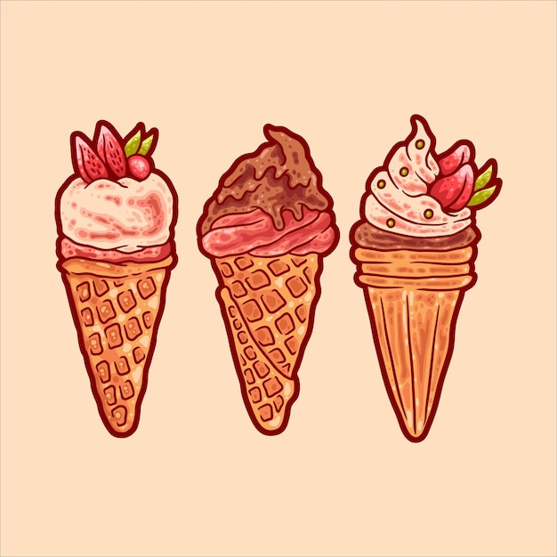 ice cream set illustration vector design