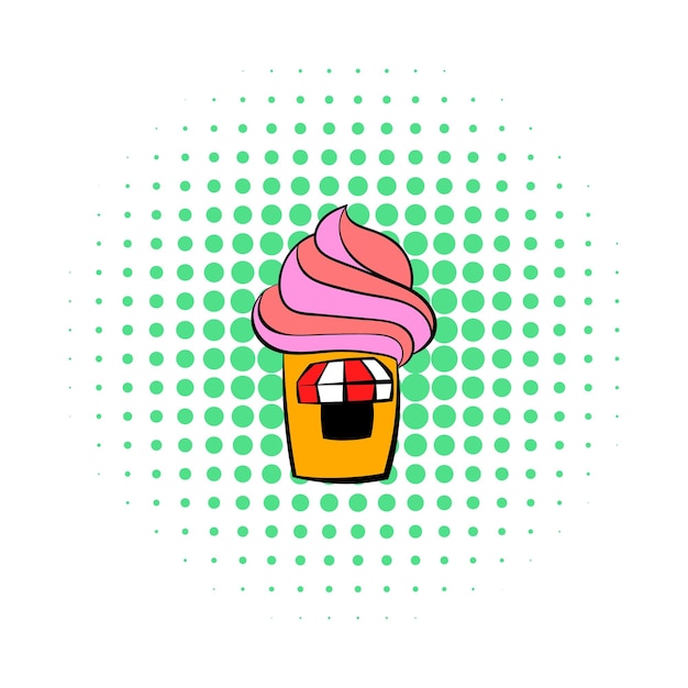 Ice cream shop icon in comics style isolated on white background