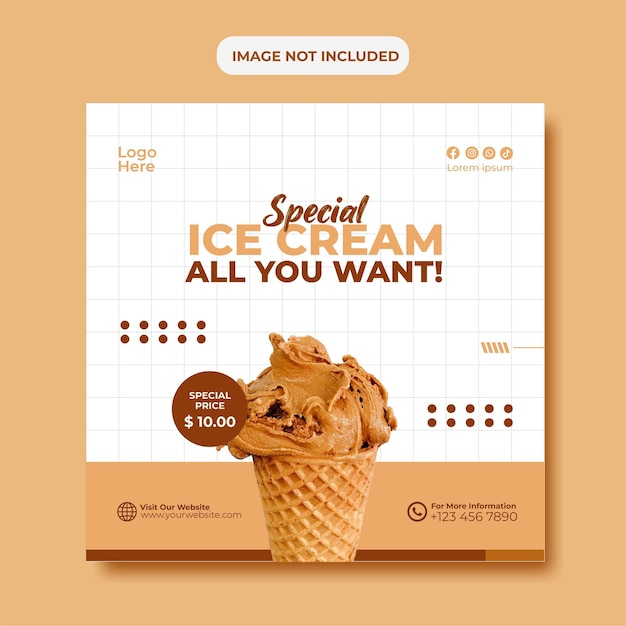 Ice cream shop social media post template