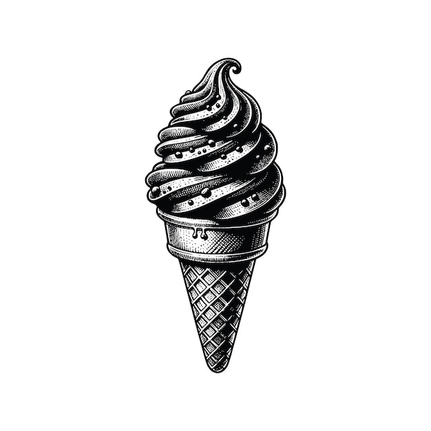 Vector ice cream silhouette black and white illustration