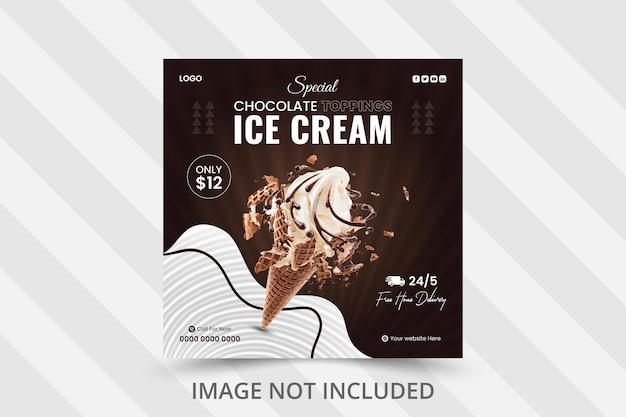 Vector ice cream social media post or banner post design template