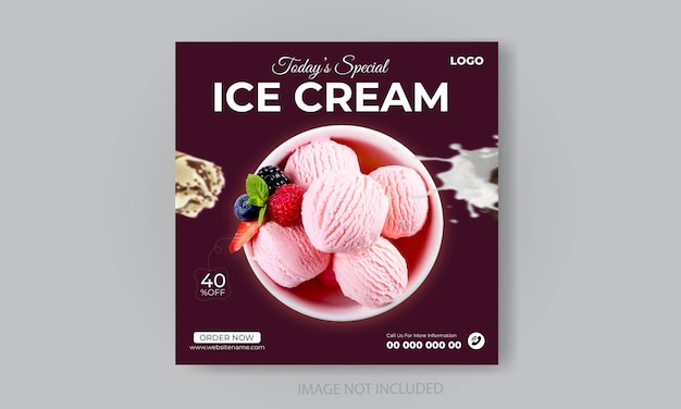 Ice cream social media post design template