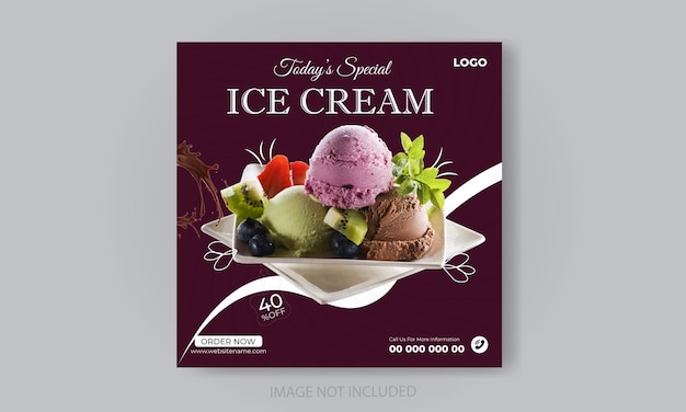 Ice cream social media post design template