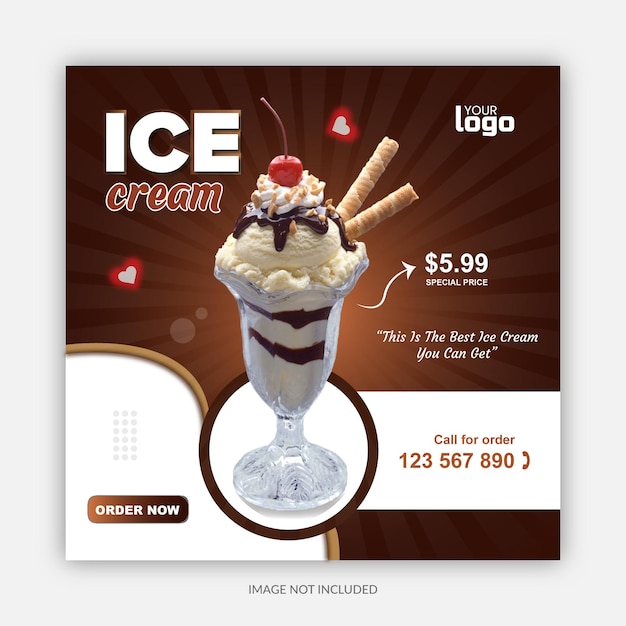 Ice cream Social media promotional post design template Instagram post design