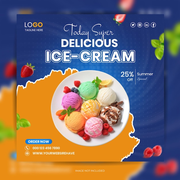 Ice Cream social post food design Instagram template