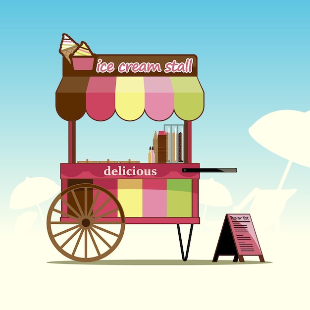 Ice Cream Stall vector illustration