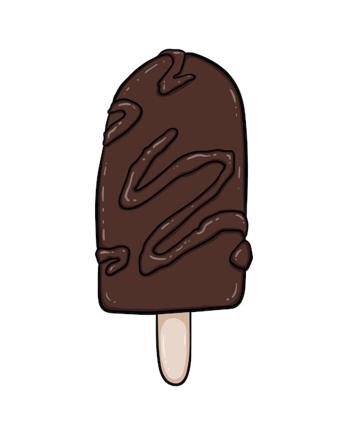 Ice cream on a stick sweetness dessert doodle linear cartoon coloring book