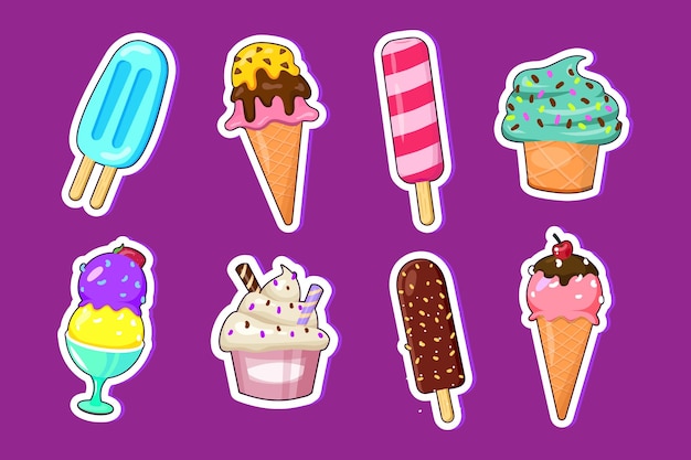 ice cream Sticker hand drawn doodle coloring vector Premium Vector