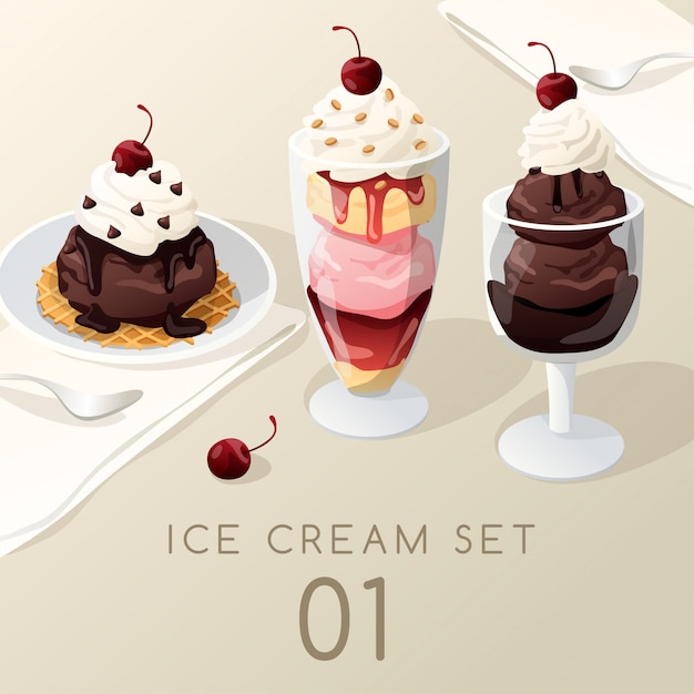 Ice Cream Sundae Set .