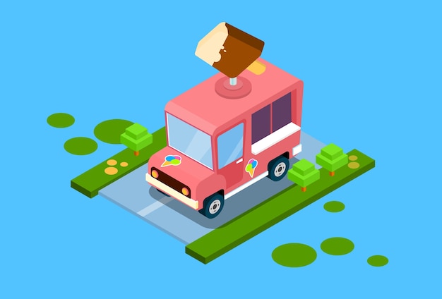 Ice Cream Truck 3d Isometric Design