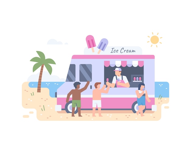 Ice Cream Truck At Beach