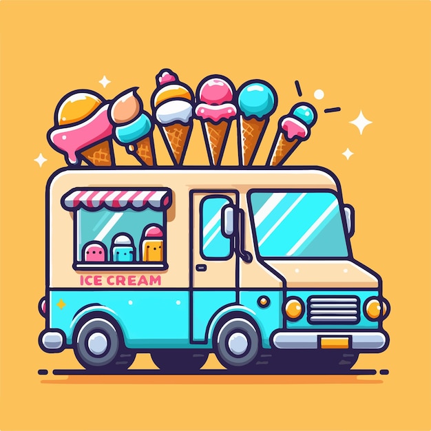 ice cream truck cartoon sticker