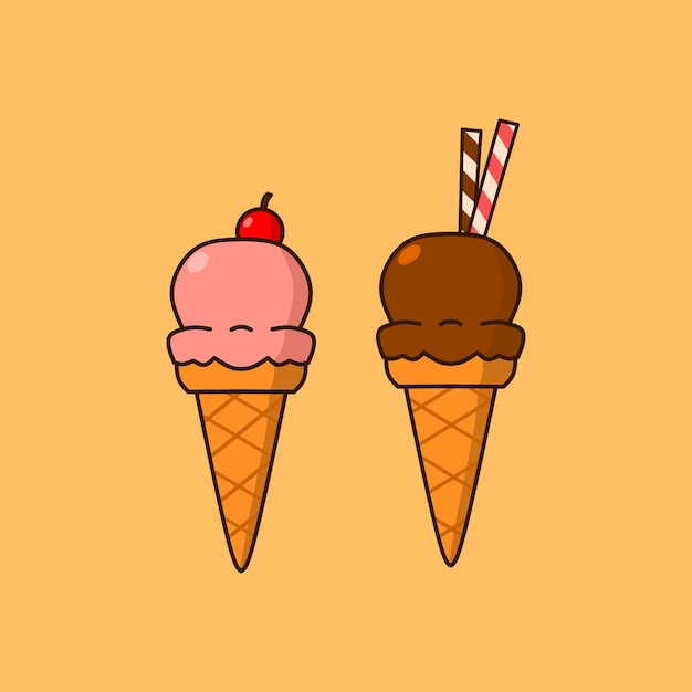 Ice cream vector isolated on light brown background