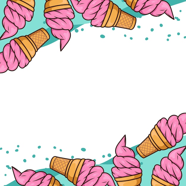 Ice Cream Waffle Background Cartoon Vector Isolated