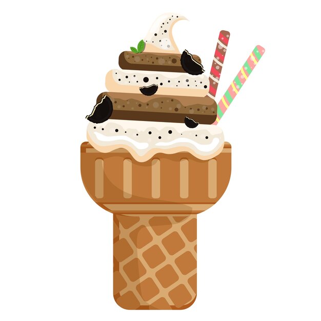 Ice cream waffle cone Icecream coffee cookie cream scoops waffle cone