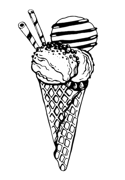 Ice cream in a waffle cone Vector