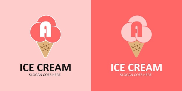 Ice Cream with Letter A Logo Design