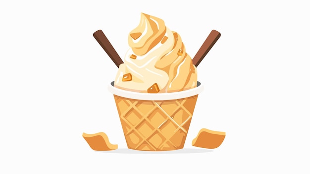 ice cream with a stick and a waffle cone on a white background vector