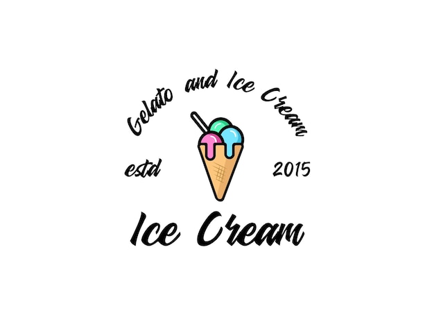 Ice cream with wafer cone logo design