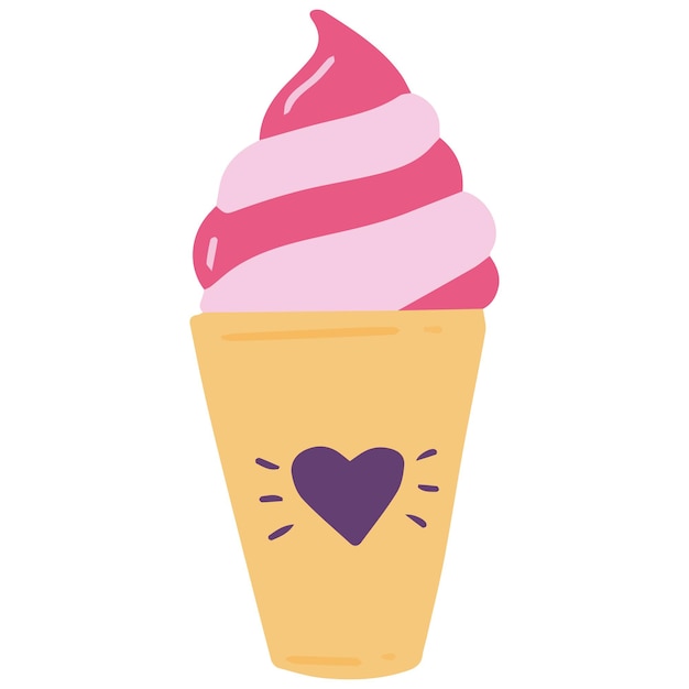 Ice cream with a waffle tube. Vector illustration.