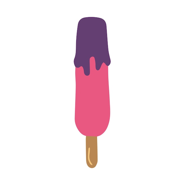 Ice cream with a wooden stick. Vector illustration.