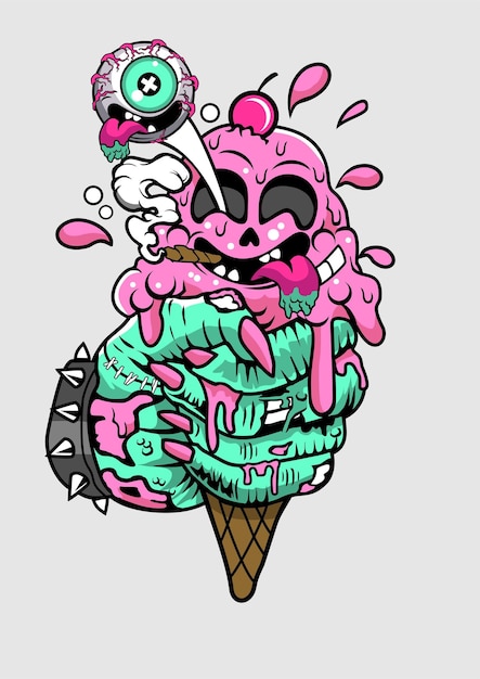 Ice Cream Zombie Cartoon Character