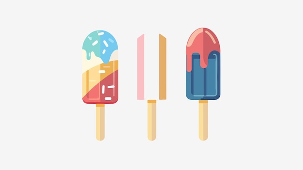 Vector ice creams on a stick with ice cream on it