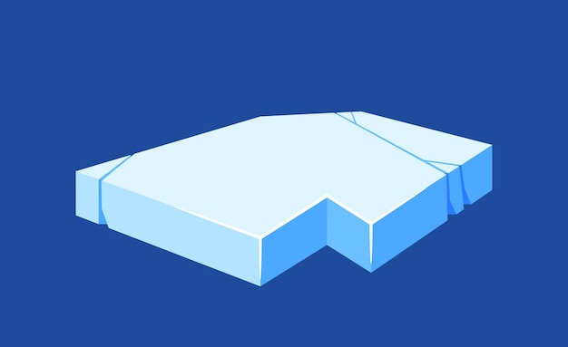 Ice Crystal Frozen Flat Floe Block With Slippery Surface Gui Or Ui Game Design Element Snowdrift Cap in Ocean Iceber