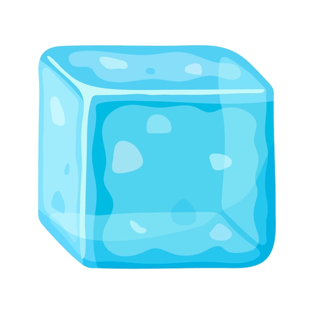 Ice cube or broken piece of ice Cold frozen block arctic snowy object on white background floe in cartoon style