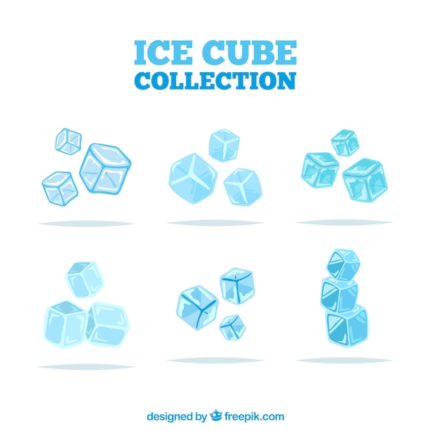 Ice cube collection with flat design