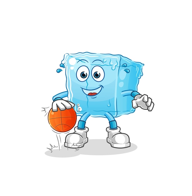 Ice cube dribble basketball character cartoon mascot vectorxA