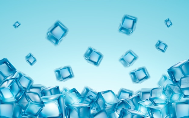 Vector ice cubes background in realistic style