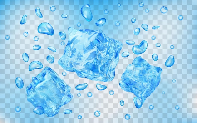 Ice cubes under water