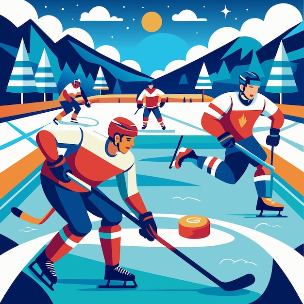 Ice Hockey Art Vector Illustration Design