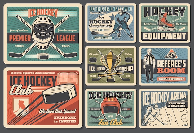 Ice hockey sport retro players arena rink