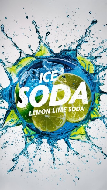 Vector a ice lemon lime soda featuring a bold splash effect