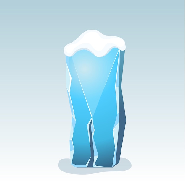 Ice letter I with snow on the top, vector font