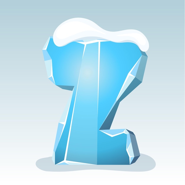 Ice letter Z with snow on the top, vector font