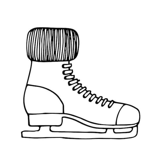 Ice skate doodle illustration Ice skate clip art isolated on white background